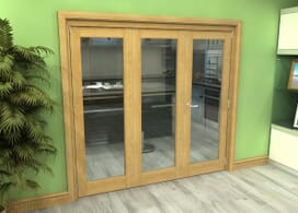 Glazed Oak 3 Door Roomfold Grande (2 + 1 X 533mm Doors) Image