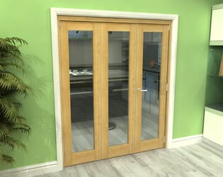 Glazed Oak 3 Door Roomfold Grande 2 + 1 x 1800mm (6ft) Set