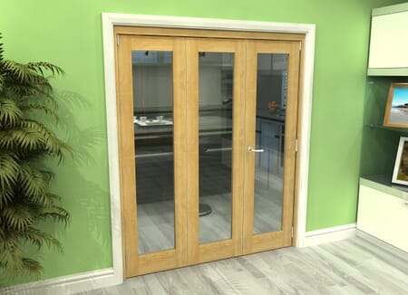 Glazed Oak 3 Door Roomfold Grande 2 + 1 x 1800mm Set