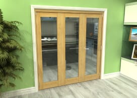 Glazed Oak 3 Door Roomfold Grande (2 + 1 X 610mm Doors) Image