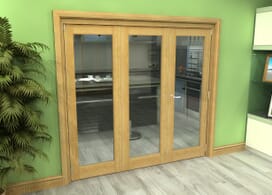Glazed Oak 3 Door Roomfold Grande (2 + 1 X 686mm Doors) Image