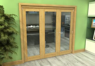 Glazed Oak 3 Door Roomfold Grande (2 + 1 x 686mm Doors)