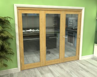 Glazed Oak 3 Door Roomfold Grande (2 + 1 x 762mm Doors)