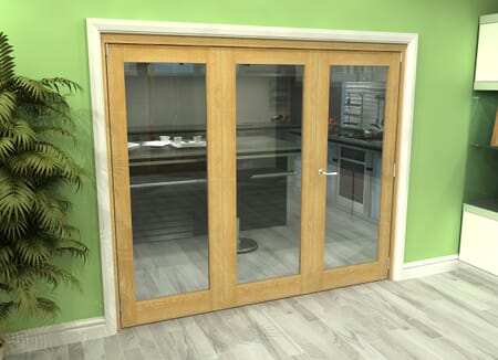 Glazed Oak 3 Door Roomfold Grande (2 + 1 x 762mm Doors)