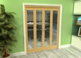 Glazed Oak 4 Door Roomfold Grande (2 + 2 X 381mm Doors) Image