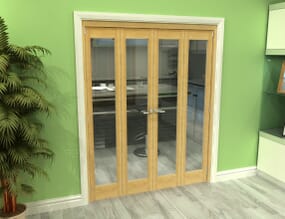 Glazed Oak 4 Door Roomfold Grande (2 + 2 x 381mm Doors)