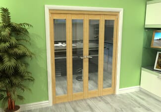 Glazed Oak 4 Door Roomfold Grande (2 + 2 x 381mm Doors)