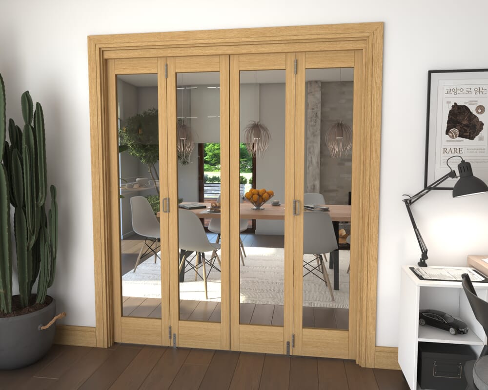 Glazed Oak 4 Door Roomfold Grande (2 + 2 x 419mm Doors)