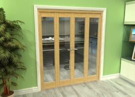 Glazed Oak 4 Door Roomfold Grande (2 + 2 X 419mm Doors) Image