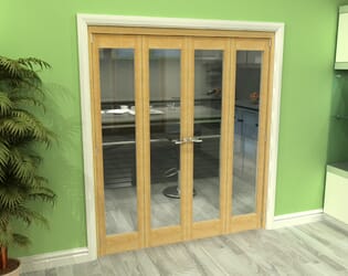 Glazed Oak 4 Door Roomfold Grande (2 + 2 x 419mm Doors)