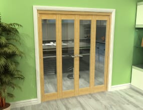 Glazed Oak 4 Door Roomfold Grande (2 + 2 x 419mm Doors)