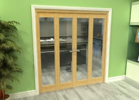 Glazed Oak 4 Door Roomfold Grande (2 + 2 X 457mm Doors) Image