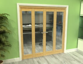 Glazed Oak 4 Door Roomfold Grande (2 + 2 x 457mm Doors)