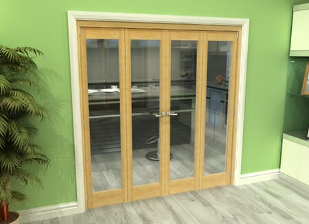 Glazed Oak 4 Door Roomfold Grande (2 + 2 x 457mm Doors)