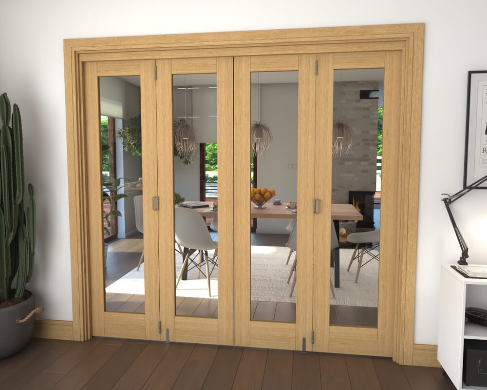 Glazed Oak 4 Door Roomfold Grande (2 + 2 x 533mm Doors)