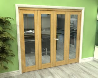Glazed Oak 4 Door Roomfold Grande (2 + 2 x 533mm Doors)