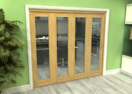 Glazed Oak 4 Door Roomfold Grande 2400mm (8ft) 2 + 2 Set Image