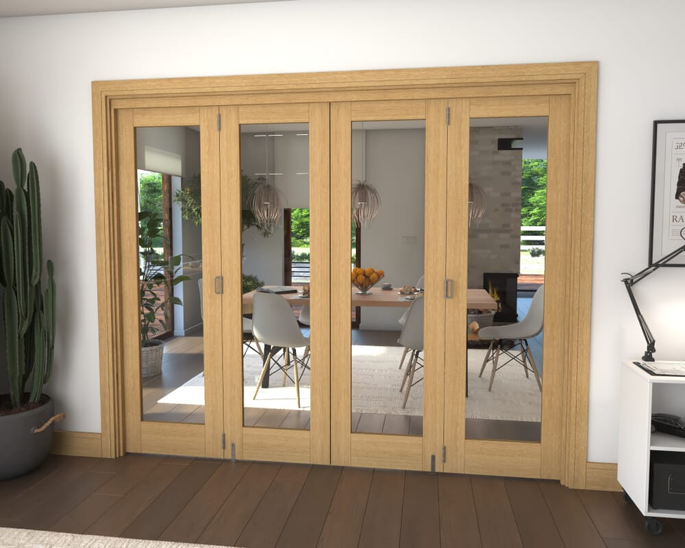 Glazed Oak 4 Door Roomfold Grande (2 + 2 x 610mm Doors)