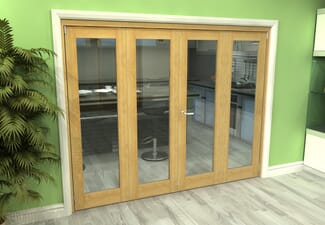 Glazed Oak 4 Door Roomfold Grande (2 + 2 x 610mm Doors)