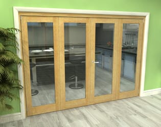 Glazed Oak 4 Door Roomfold Grande (2 + 2 x 686mm Doors)