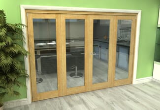 Glazed Oak 4 Door Roomfold Grande (2 + 2 x 686mm Doors)