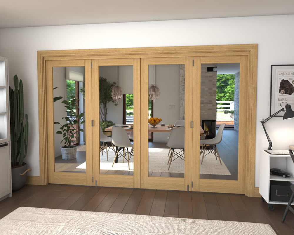 Glazed Oak 4 Door Roomfold Grande (2 + 2 x 762mm Doors)