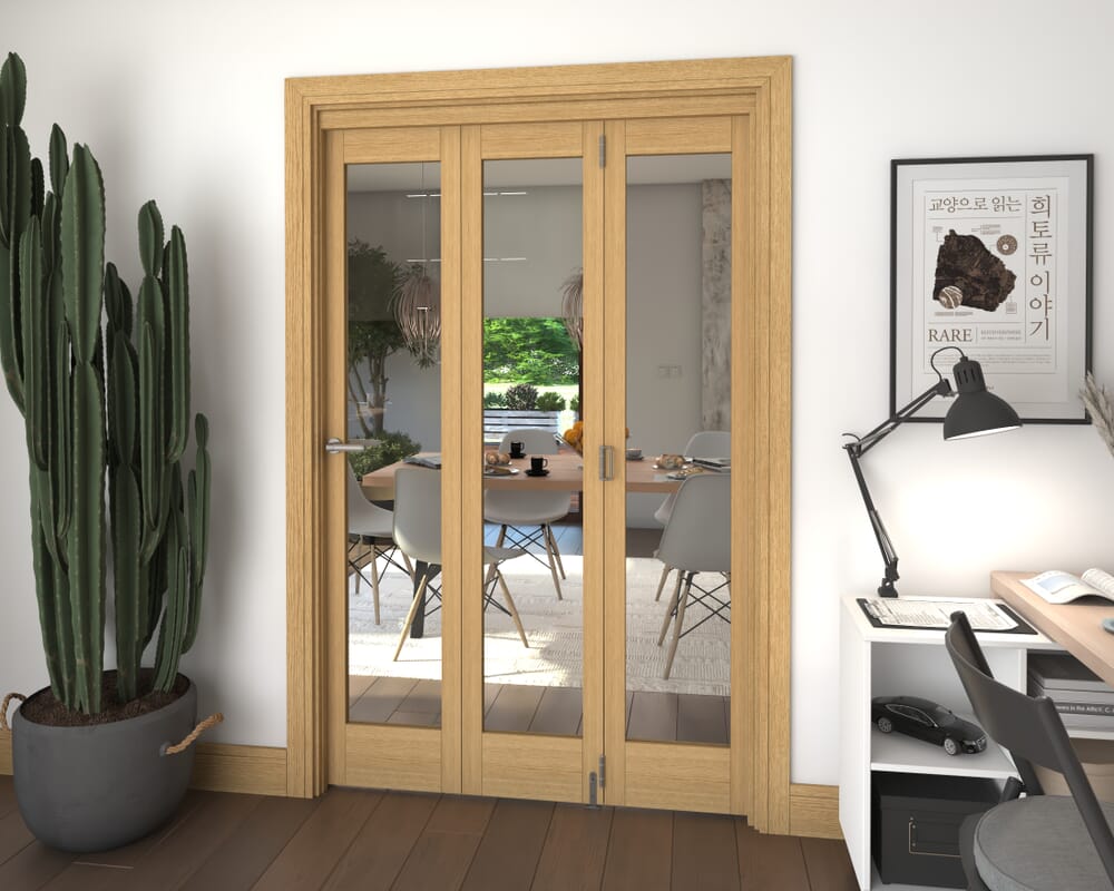Glazed Oak 3 Door Roomfold Grande (3 + 0 x 419mm Doors)
