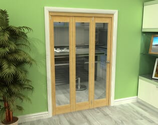 Glazed Oak 3 Door Roomfold Grande (3 + 0 x 419mm Doors)