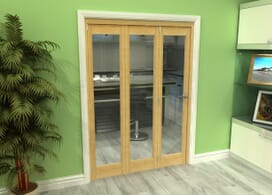 Glazed Oak 3 Door Roomfold Grande (3 + 0 X 457mm Doors) Image