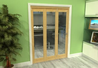 Glazed Oak 3 Door Roomfold Grande (3 + 0 x 457mm Doors)