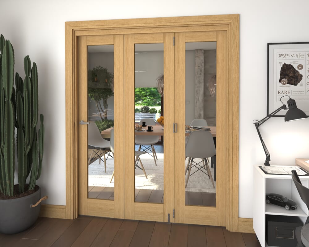Glazed Oak 3 Door Roomfold Grande (3 + 0 x 533mm Doors)