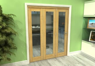Glazed Oak 3 Door Roomfold Grande (3 + 0 x 533mm Doors)