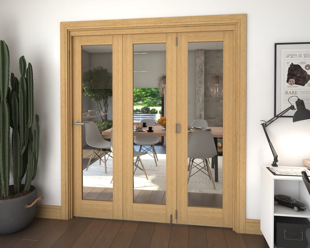 Glazed Oak 3 Door Roomfold Grande 1800mm 3 + 0 Set