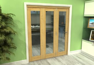 Glazed Oak 3 Door Roomfold Grande 1800mm (6ft) 3 + 0 Set