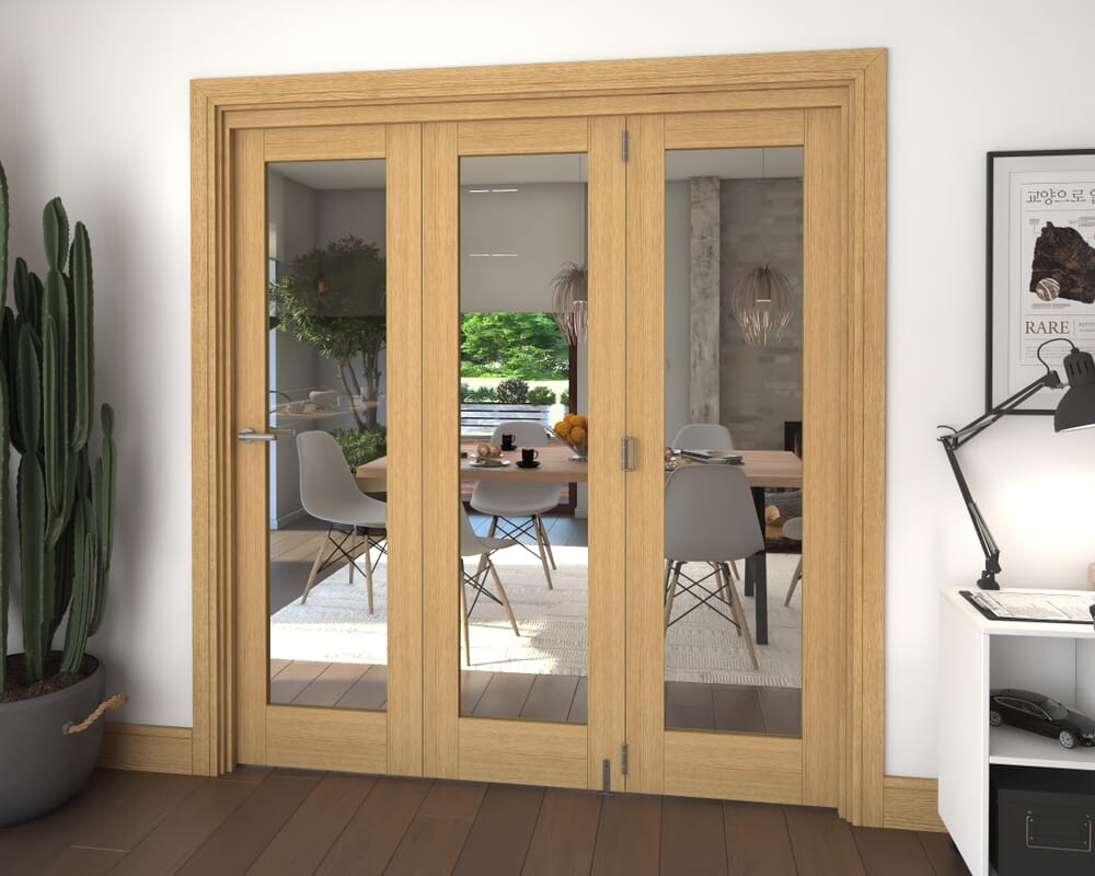 Glazed Oak 3 Door Roomfold Grande (3 + 0 x 610mm Doors)