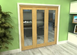 Glazed Oak 3 Door Roomfold Grande (3 + 0 X 610mm Doors) Image