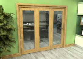 Glazed Oak 3 Door Roomfold Grande (3 + 0 X 686mm Doors) Image