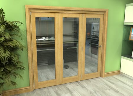 Glazed Oak 3 Door Roomfold Grande (3 + 0 x 686mm Doors)