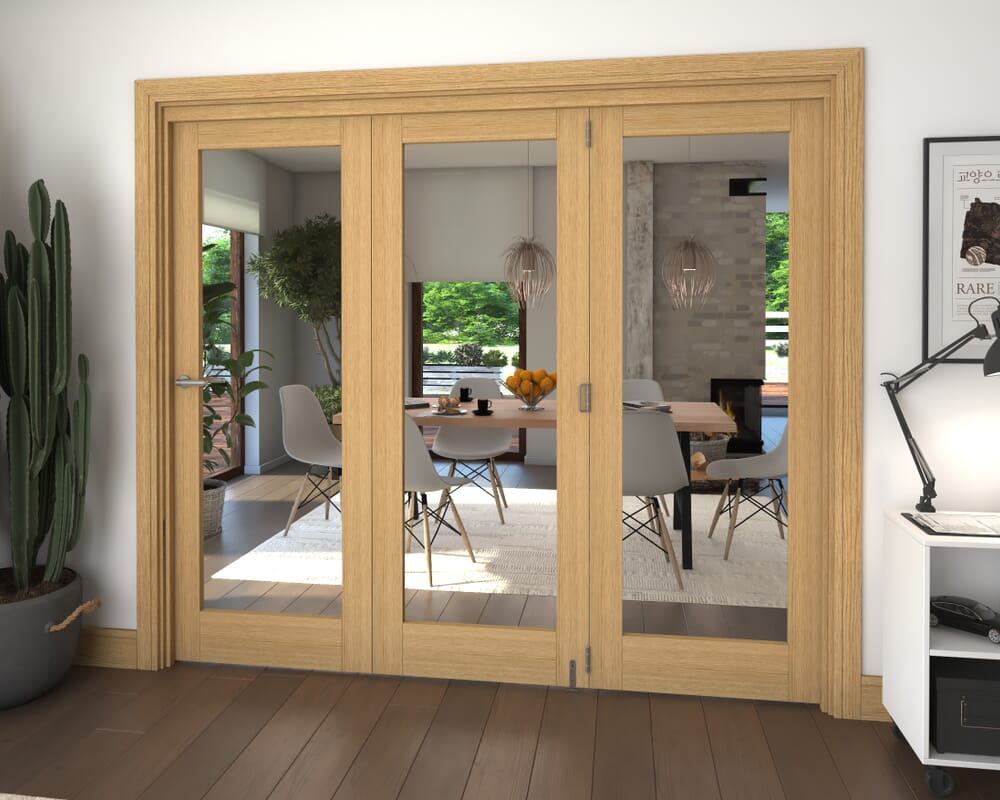 Glazed Oak 3 Door Roomfold Grande (3 + 0 x 762mm Doors)