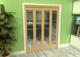Glazed Oak 4 Door Roomfold Grande (3 + 1 X 381mm Doors) Image
