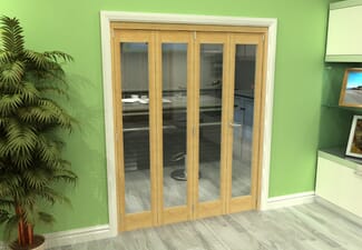 Glazed Oak 4 Door Roomfold Grande (3 + 1 x 381mm Doors)