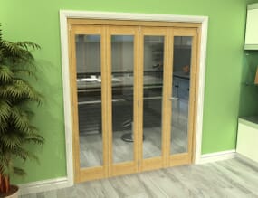 Oak P10 Roomfold Grande  Internal Bifold Doors with Clear Glass