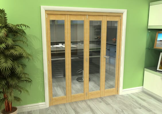 Glazed Oak 4 Door Roomfold Grande (3 + 1 x 419mm Doors)
