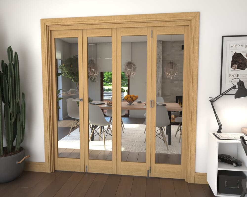 Glazed Oak 4 Door Roomfold Grande (3 + 1 x 457mm Doors)