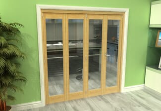 Glazed Oak 4 Door Roomfold Grande (3 + 1 x 457mm Doors)