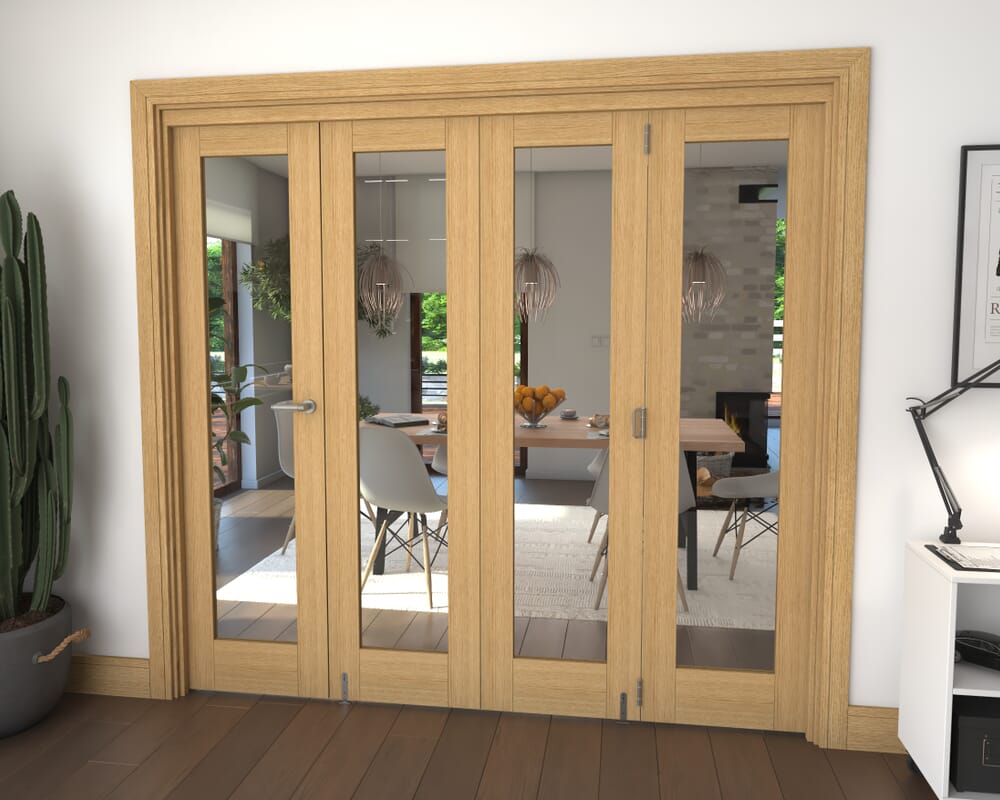 Glazed Oak 4 Door Roomfold Grande (3 + 1 x 533mm Doors)