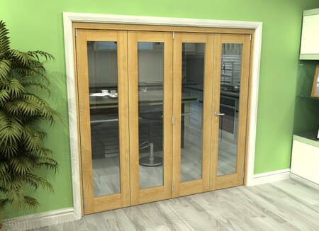 Glazed Oak 4 Door Roomfold Grande (3 + 1 x 533mm Doors)