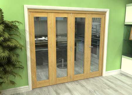 Glazed Oak 4 Door Roomfold Grande 2400mm 3 + 1 Set