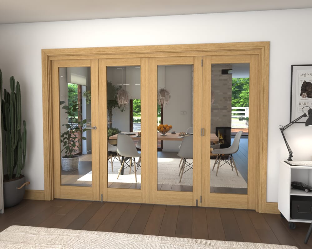 Glazed Oak 4 Door Roomfold Grande (3 + 1 x 686mm Doors)