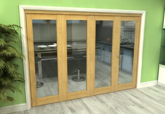 Glazed Oak 4 Door Roomfold Grande (3 + 1 x 686mm Doors)